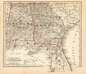 Florida Us State Collection: Alabama Florida Georgia map 1881