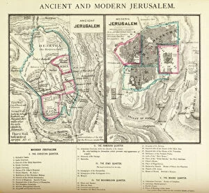 Plan Collection: Ancient and Modern Jerusalem Map Engraving