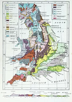 Paintings Mouse Mat Collection: Antique colored illustrations: Geological map of England and Wales