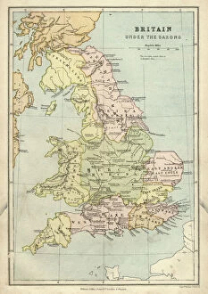 Saxon Collection: Antique map of Britain under the Anglo Saxons