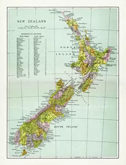 Australasia Collection: Antique Map of New Zealand