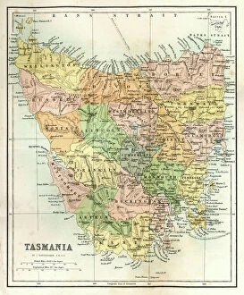 Australasia Collection: Antique Map of Tasmania