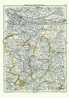 Related Images Collection: Antique map, West Yorkshire, Derby, Nottingham, Lincoln, 19th Century