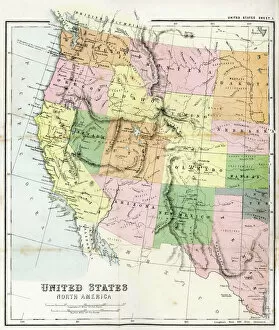 Related Images Collection: Antique Map of Western USA