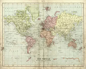 World Map Collection: Antique map of the world, 1873
