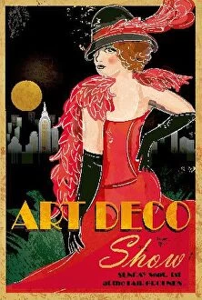 Beauty Collection: Art Deco style vintage advertisement poster template