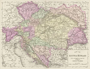 Maps Fine Art Print Collection: Austria Hungary map 1893