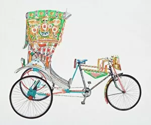 Related Images Metal Print Collection: Bangladeshi rickshaw, side view