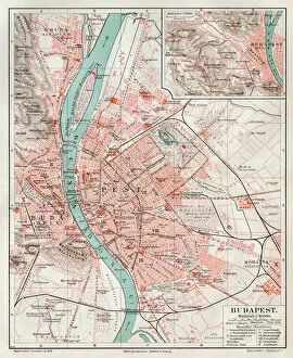 Maps Cushion Collection: Budapest city map 1895