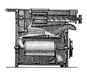 Harvesting Collection: Cross section of a steam thresher