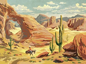 Incidental People Collection: Desert Landscape With Cowboy