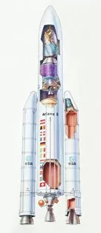 Space Prints: Diagram of Ariane 5 rocket, side view