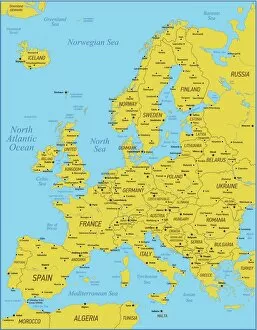 Maps Canvas Print Collection: Europe Map with France, Portugal, Spain and Netherlands