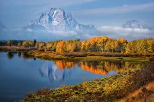 Nature-inspired paintings Canvas Print Collection: Fall Colors at Oxbow Bend, Grand Teton NP, Wyoming