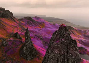 Scotland Mouse Mat Collection: Fantasy aerial picture above the dramatic landscape with infrared colors in Scotland