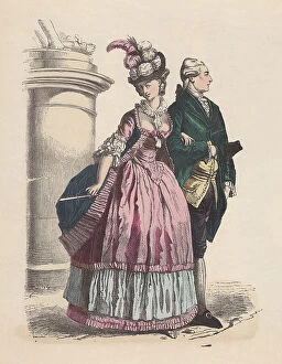 17th & 18th Century Costumes Greetings Card Collection: Fashion of nobility, Rococo era, hand-colored wood engraving, published c. 1880
