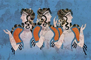 Top Sellers - Art Prints Collection: Fresco Three Minoan Women Knossos