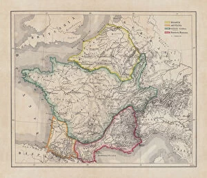 Topography Collection: Gaul in the time of Julius Caesar, published in 1867