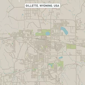 Geological Map Metal Print Collection: Gillette Wyoming US City Street Map