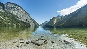 Berchtesgadener Land District Collection: Heart of stones in water, view over Lake Konigssee, Berchtesgaden National Park