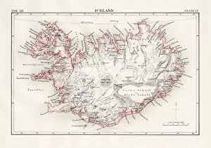Maps Canvas Print Collection: Iceland map 1881