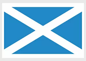 Watercolor paintings Collection: Illustration of flag of Scotland, with white saltire on blue field
