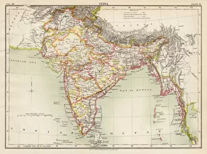 Maps and Charts Metal Print Collection: India map 1881