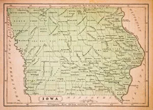 Maps Pillow Collection: Iowa 1852 Map