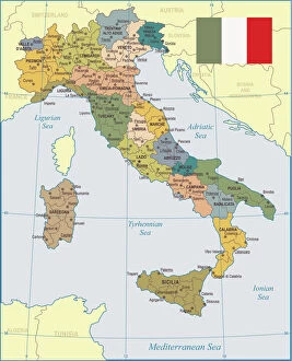 Italy Canvas Print Collection: Italy Map - illustration