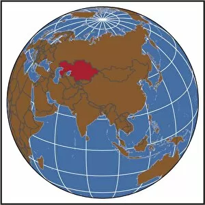 Maps Metal Print Collection: Kazakhstan locator map