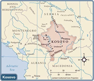 Reference Maps Photographic Print Collection: Kosovo country map