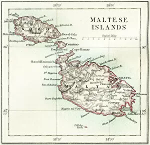 Top Sellers - Art Prints Metal Print Collection: Maltese islands map 1883