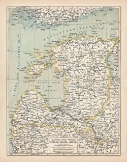 Finland Fine Art Print Collection: Map of Baltic states, lithograph, published in 1877