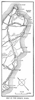 Direction Collection: Map of the Cinque Ports (Victorian engraving)