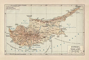 Maps and Charts Canvas Print Collection: Map of Cyprus, published in 1880
