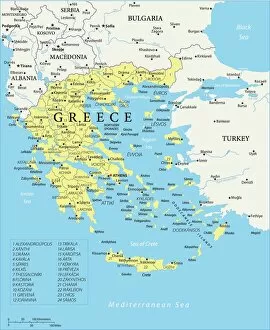 Reference Maps Fine Art Print Collection: Map of Greece - Vector