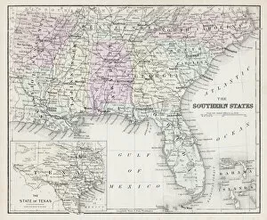 Related Images Mouse Mat Collection: Map of Southern States USA 1877
