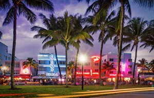 Tropical Climate Collection: Miami Beach. Ocean Drive at night