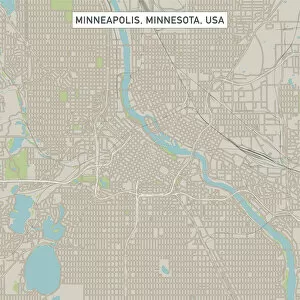 Mississippi River Collection: Minneapolis Minnesota US City Street Map