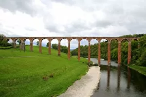 Bridge Built Structure Collection: The nineteenth century arched Leaderfoot Viaduct over the River Tweed in the Scottish Borders