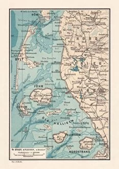 Colorful Collection: Northern Friesland (Nordfriesland), and islands, Schleswig-Holstein, Germany, lithograph