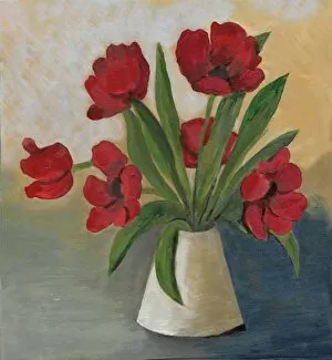 17 Mar 2017 Cushion Collection: Oil panted tulip flower arrangement