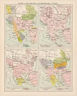 Maps Canvas Print Collection: Ottoman Empire, 14th-19th century, lithograph, published in 1878