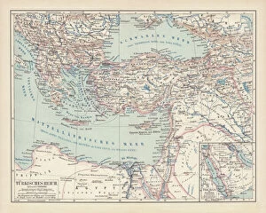 Maps Metal Print Collection: Ottoman Empire, lithograph, published in 1878