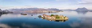 Aerial Art Metal Print Collection: Panoramic sunset over Borromean islands, Lake Maggiore, Italy