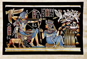Dating Collection: Papyrus Depicting Tutankhamon Hunting Birds