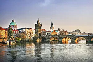 Related Images Poster Print Collection: Prague Bridge over the Vltava River