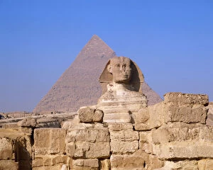 Monuments and landmarks Metal Print Collection: Pyramid and Great Sphinx in Giza, Egypt