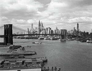 Wharves Collection: Skyline Of The Financial Section Of N. Y. The East