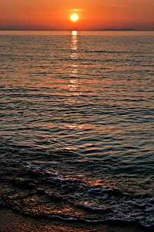 Interest Collection: Sunset at Almyros Beach, near Acharavi, north coast, Corfu Island, Ionian Islands, Greece